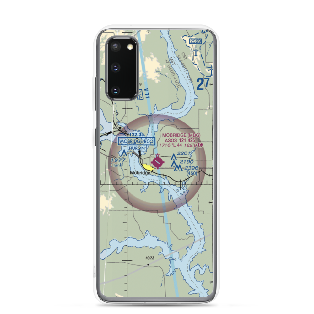 Mobridge Municipal Airport (MBG) VFR Sectional Samsung Case Samsung Galaxy S20 model shown