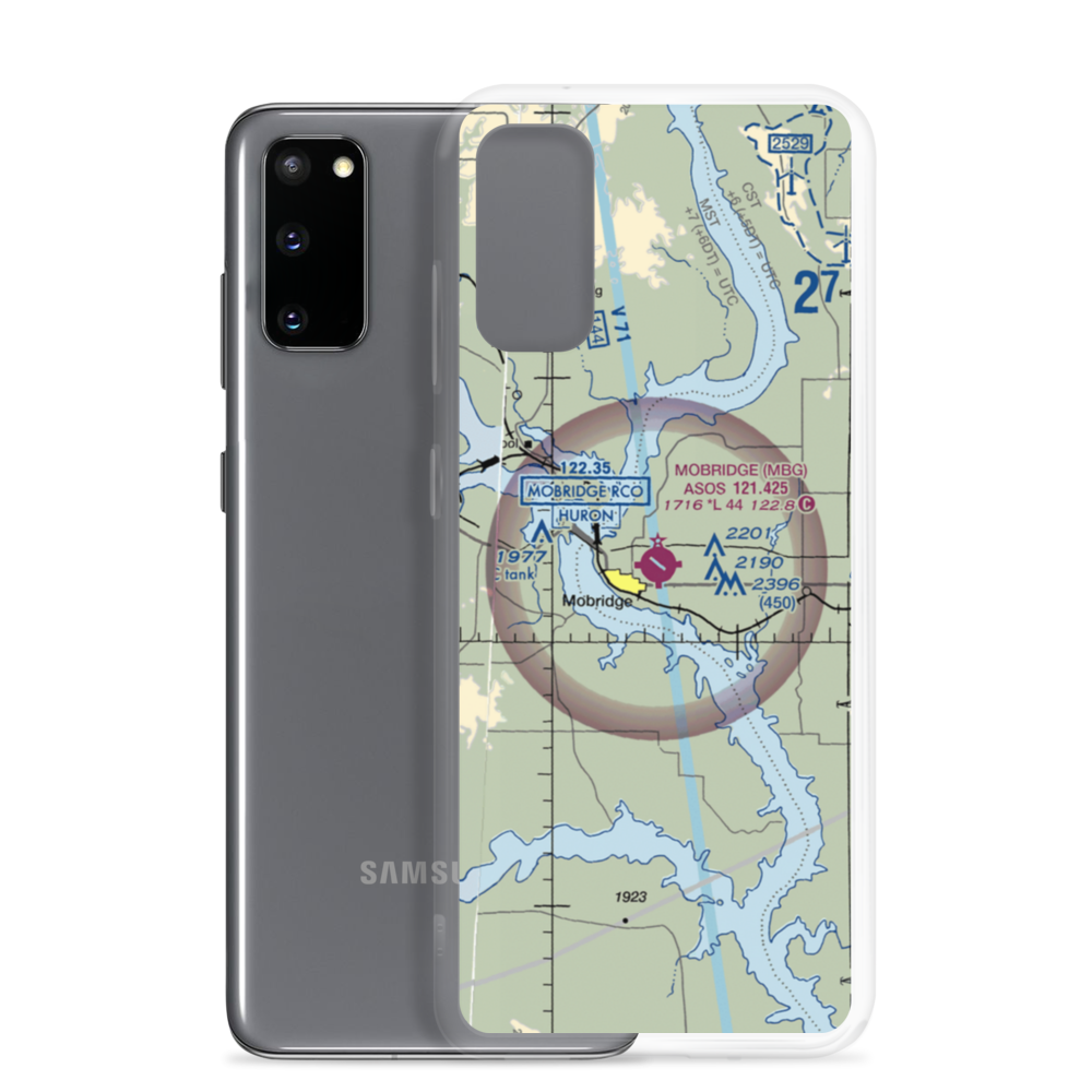 Mobridge Municipal Airport (MBG) VFR Sectional Samsung Case Samsung Galaxy S20 model shown