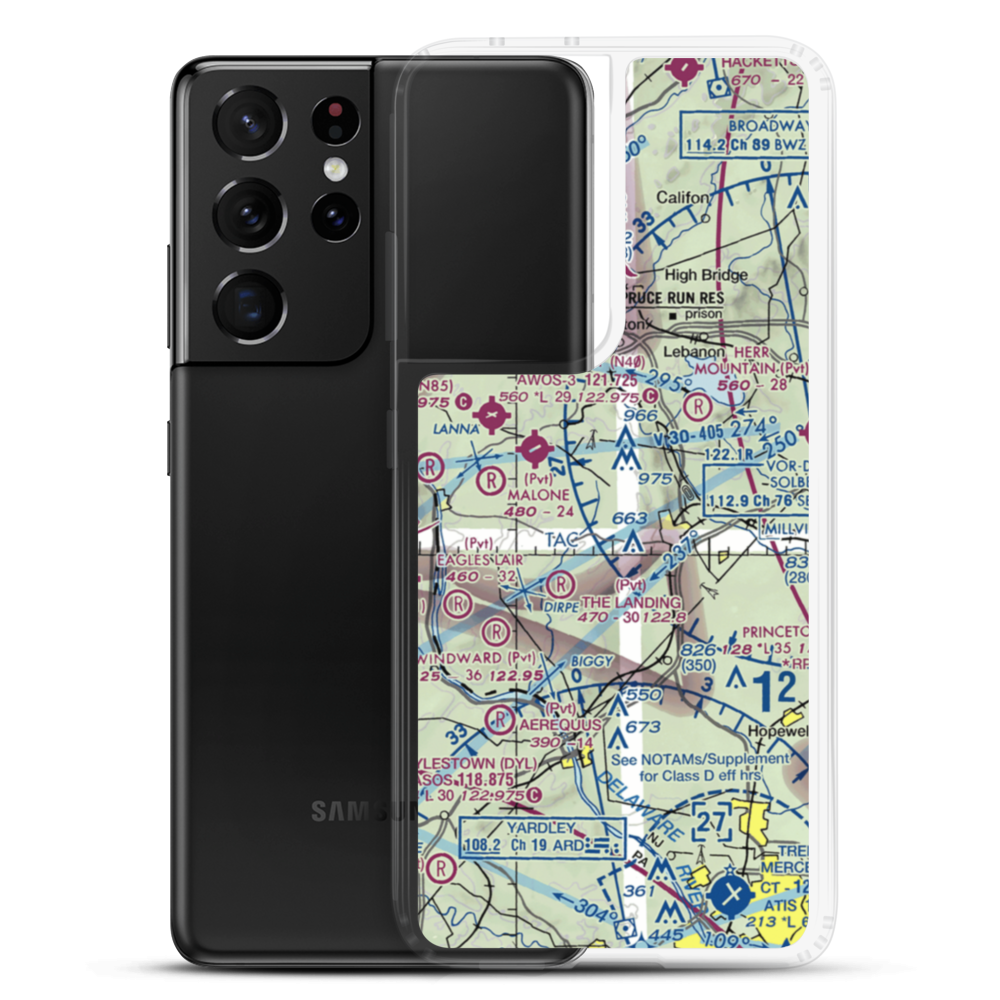 Mock Airport (3NJ5) VFR Sectional Samsung Case Samsung Galaxy S21 Ultra model shown