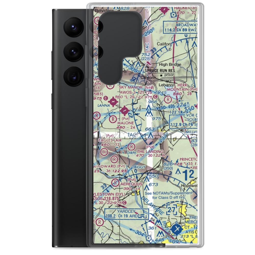 Mock Airport (3NJ5) VFR Sectional Samsung Case Samsung Galaxy S22 Ultra model shown