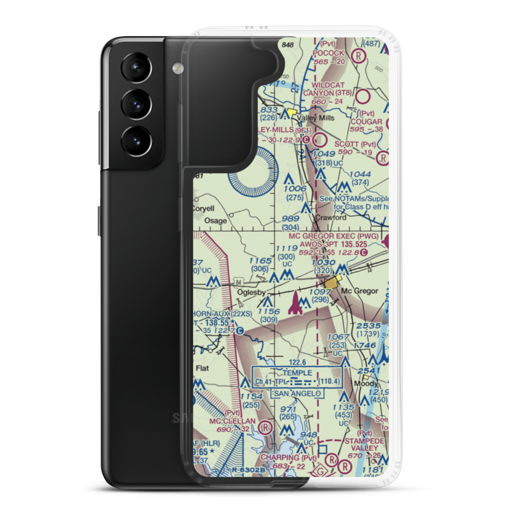 Mockingbird Hill Airport (TE84) VFR Sectional Samsung Case Samsung Galaxy S21 Plus model shown
