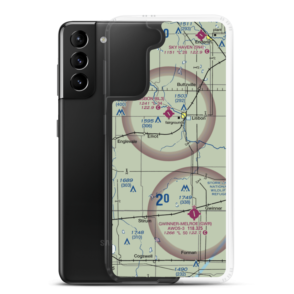 Moellenkamp Airport (63ND) VFR Sectional Samsung Case Samsung Galaxy S21 Plus model shown
