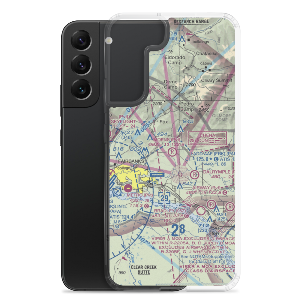 Moen's Ranch Airport (AK52) VFR Sectional Samsung Case Samsung Galaxy S22 Plus model shown