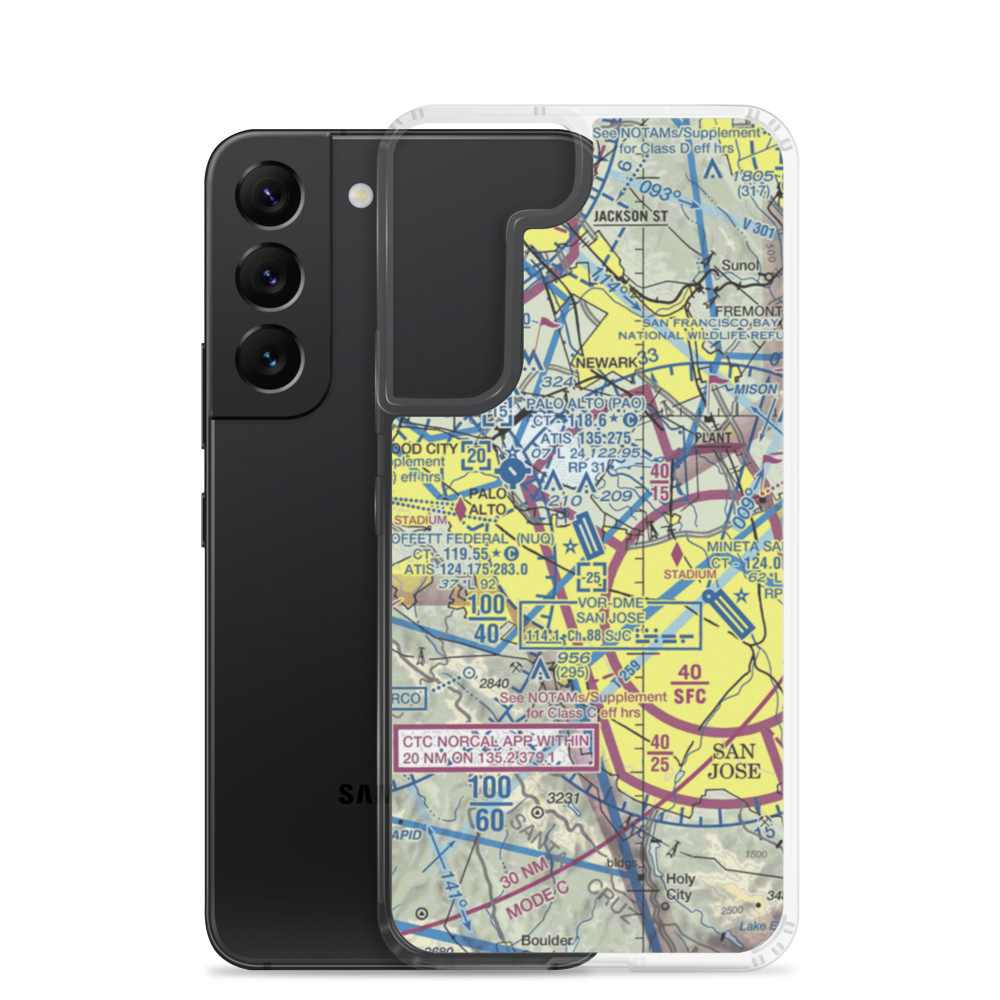 Moffett Federal Airfield (NUQ) VFR Sectional Samsung Case Samsung Galaxy S22 model shown