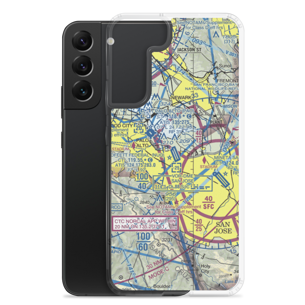 Moffett Federal Airfield (NUQ) VFR Sectional Samsung Case Samsung Galaxy S22 Plus model shown