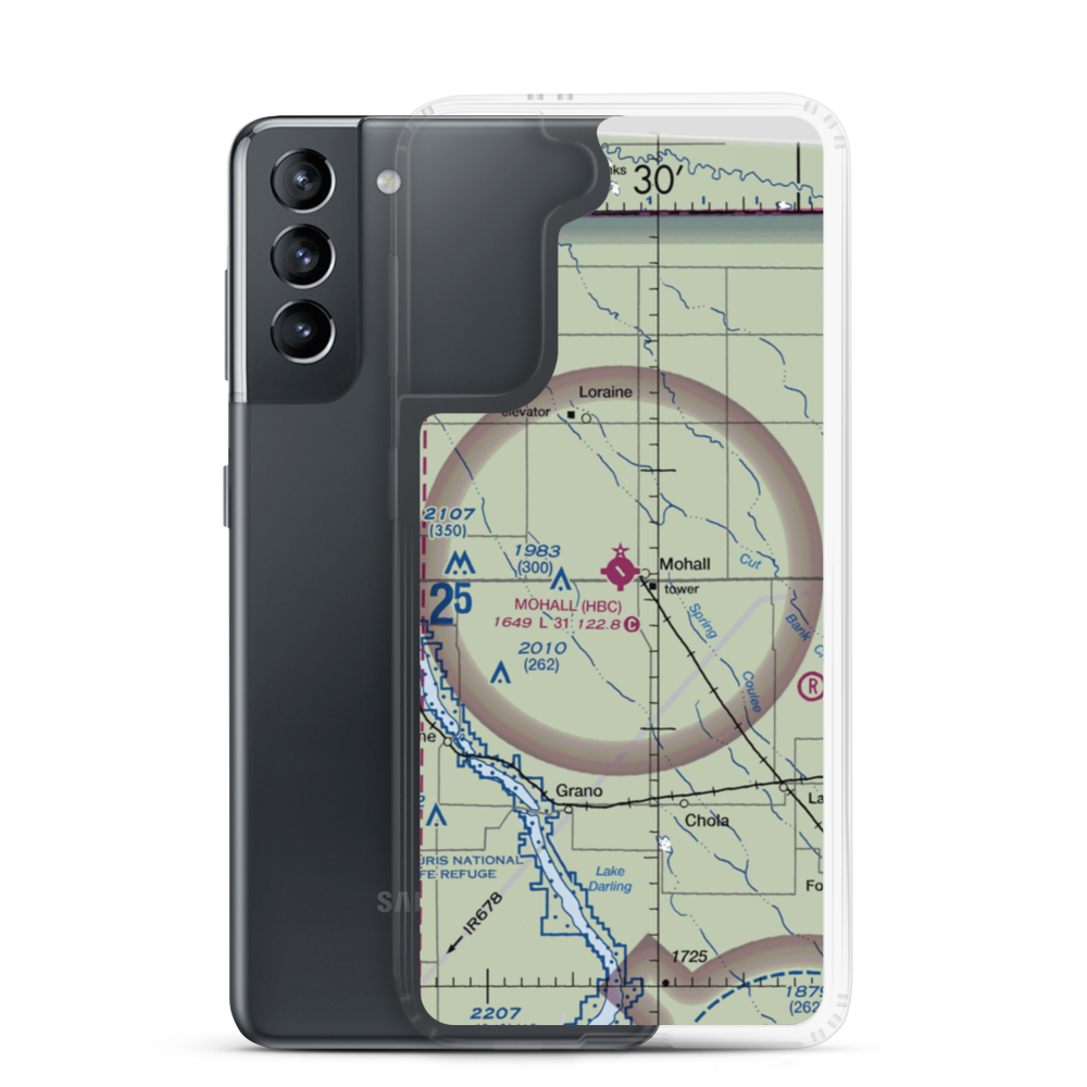 Mohall Municipal Airport (HBC) VFR Sectional Samsung Case Samsung Galaxy S21 model shown