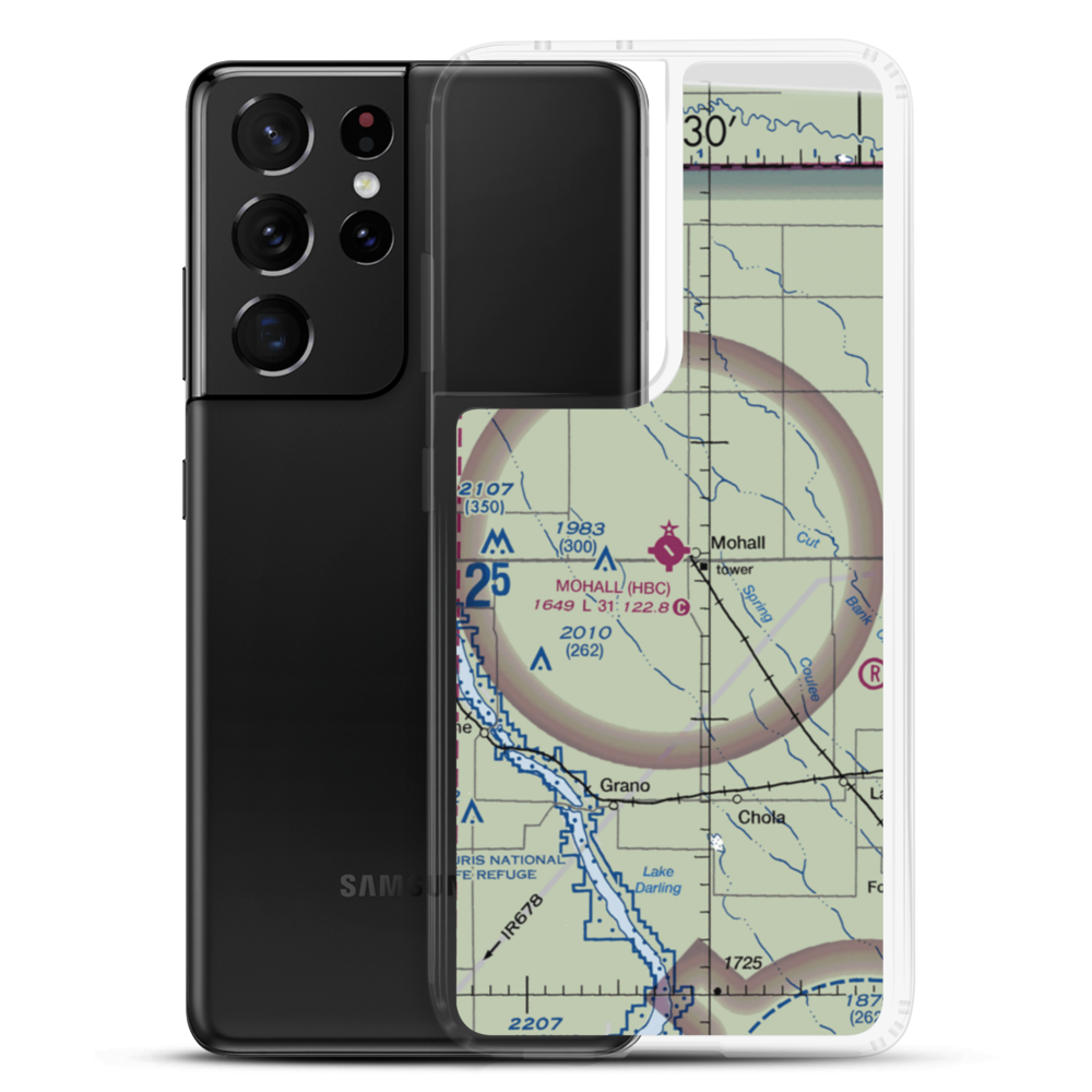Mohall Municipal Airport (HBC) VFR Sectional Samsung Case Samsung Galaxy S21 Ultra model shown
