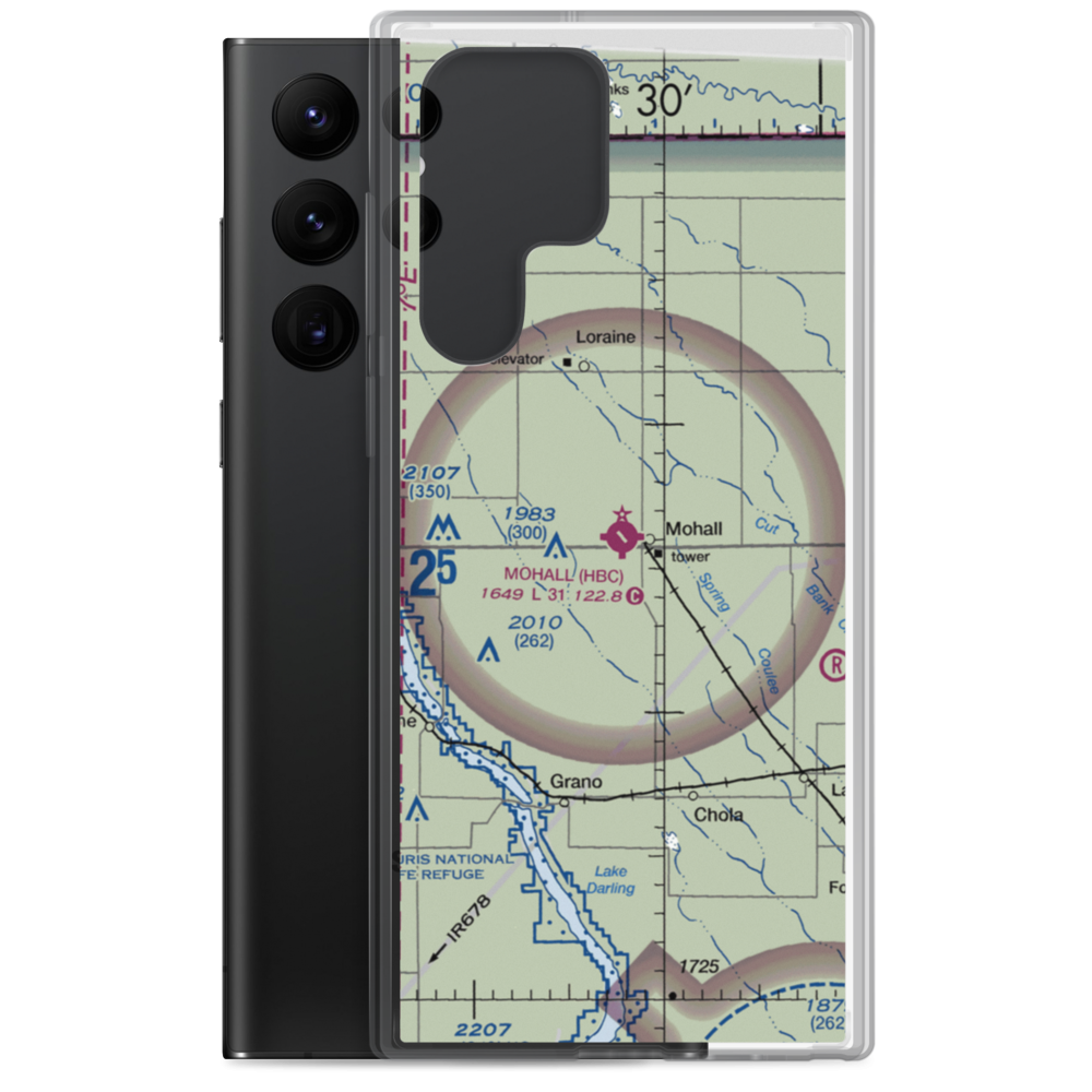Mohall Municipal Airport (HBC) VFR Sectional Samsung Case Samsung Galaxy S22 Ultra model shown