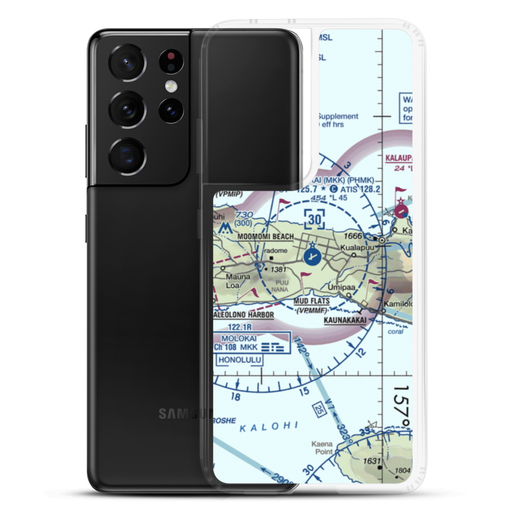 Molokai Airport (MKK) VFR Sectional Samsung Case Samsung Galaxy S21 Ultra model shown
