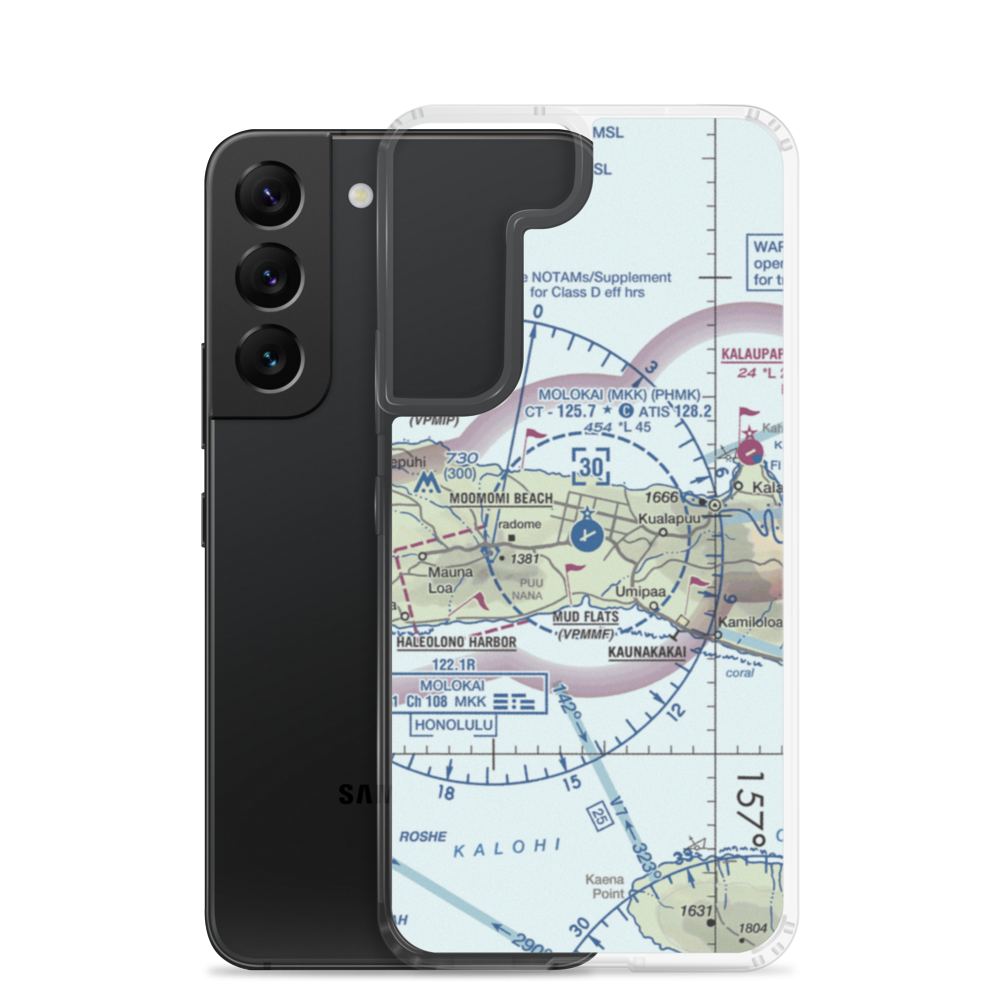 Molokai Airport (MKK) VFR Sectional Samsung Case Samsung Galaxy S22 model shown