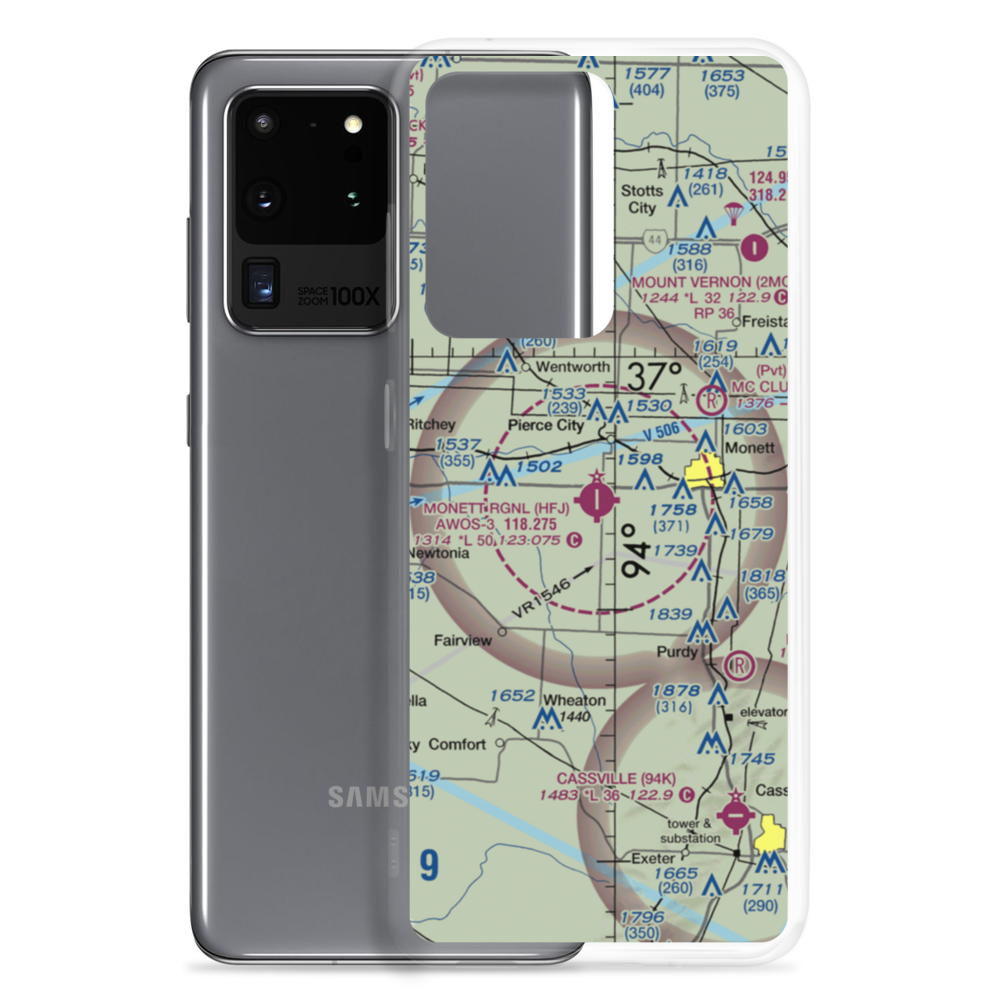 Monett Municipal Airport (HFJ) VFR Sectional Samsung Case Samsung Galaxy S20 Ultra model shown
