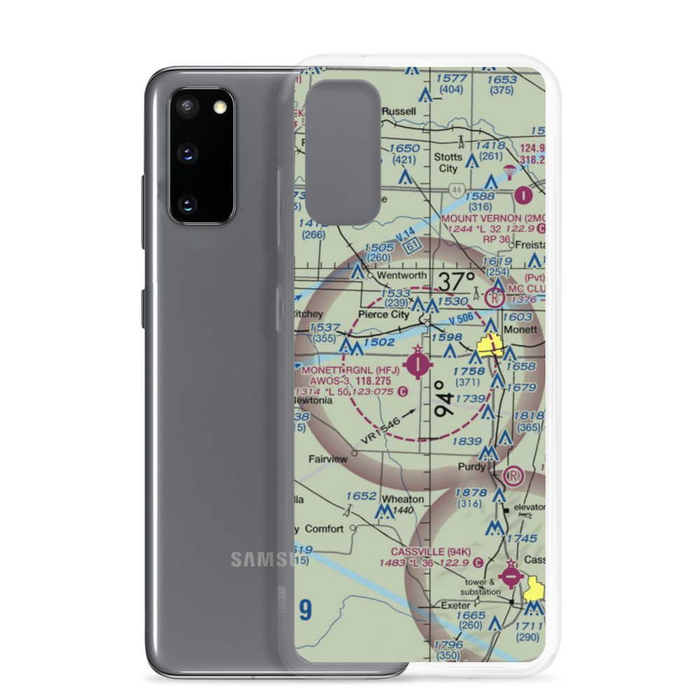 Monett Municipal Airport (HFJ) VFR Sectional Samsung Case Samsung Galaxy S20 model shown