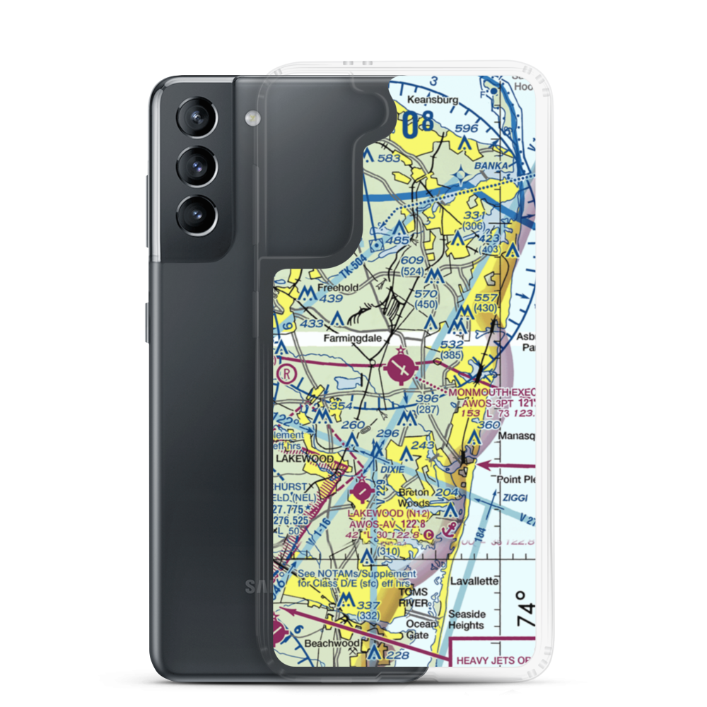 Monmouth Executive Airport (BLM) VFR Sectional Samsung Case Samsung Galaxy S21 model shown