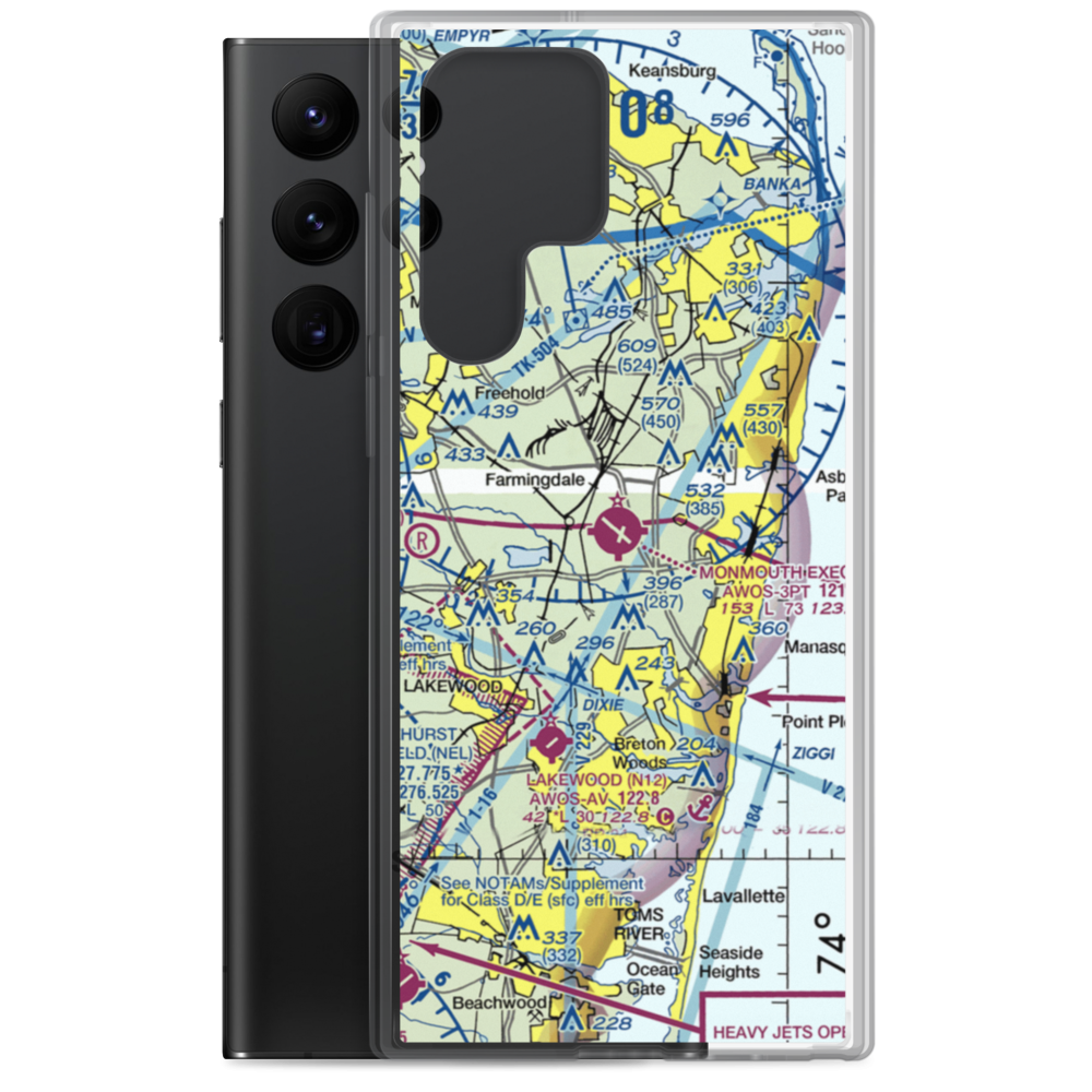 Monmouth Executive Airport (BLM) VFR Sectional Samsung Case Samsung Galaxy S22 Ultra model shown