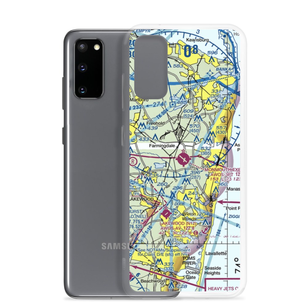 Monmouth Executive Airport (BLM) VFR Sectional Samsung Case Samsung Galaxy S20 model shown