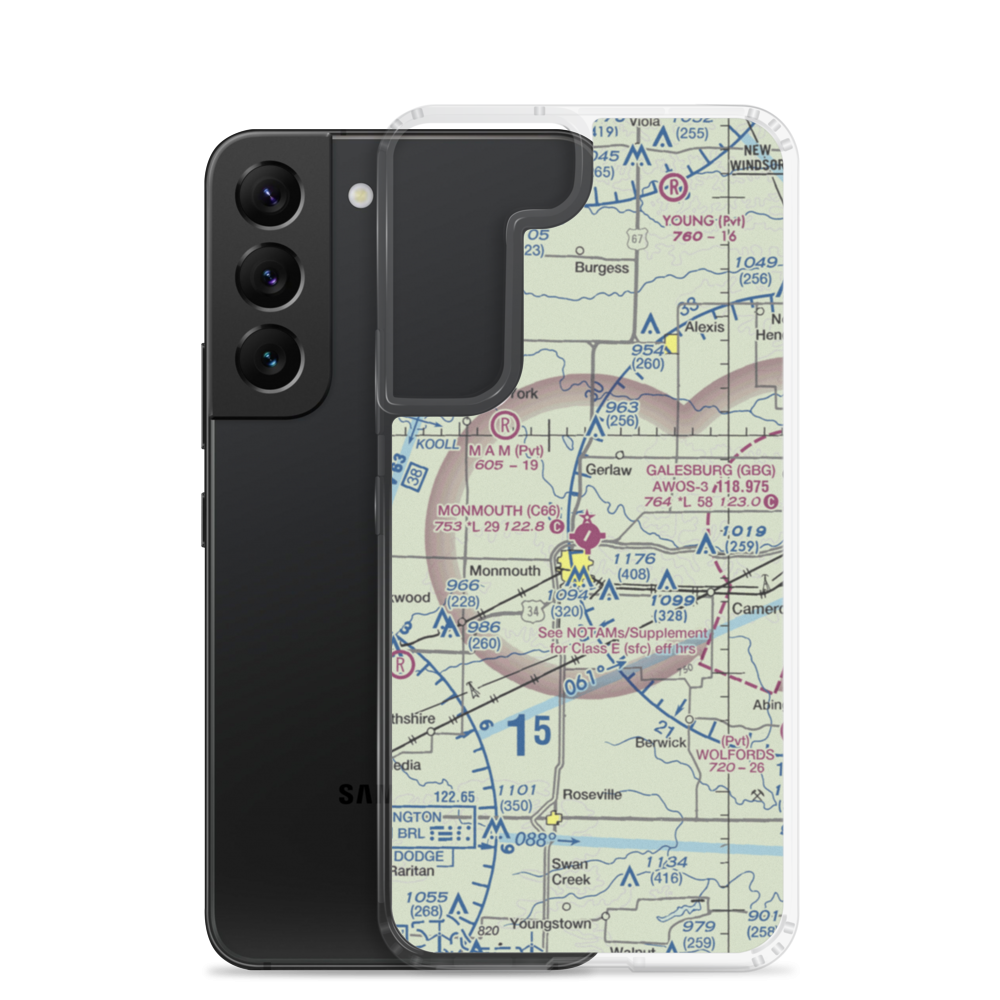 Monmouth Municipal Airport (C66) VFR Sectional Samsung Case Samsung Galaxy S22 model shown