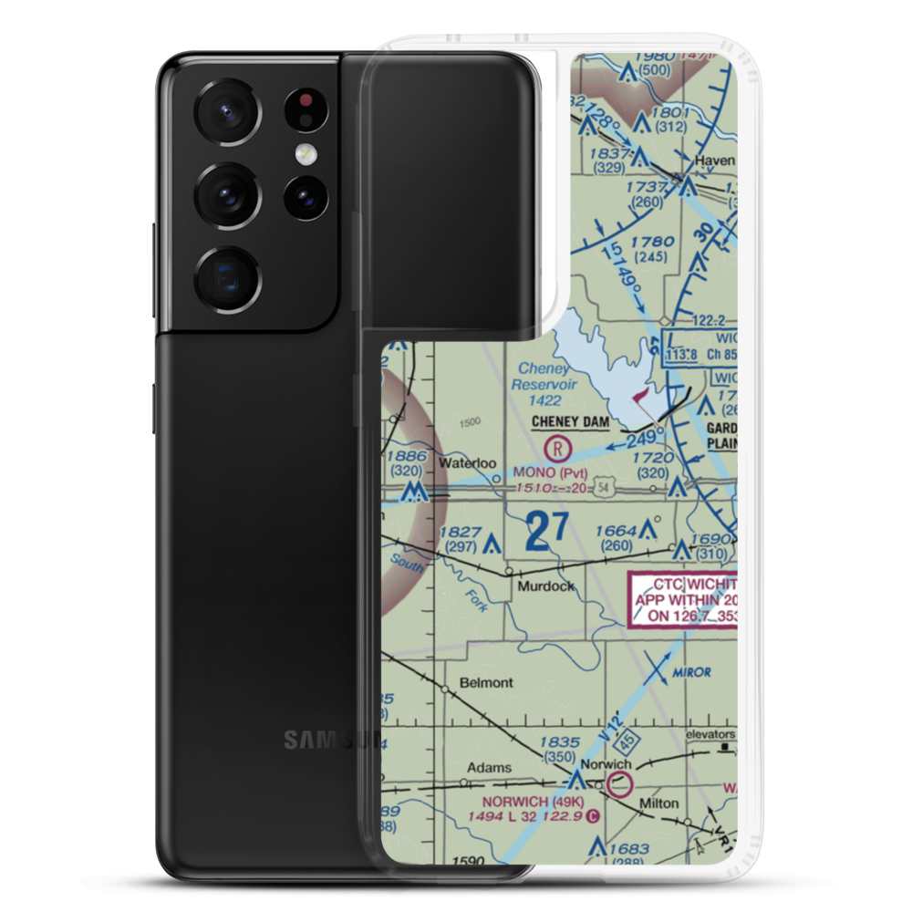Mono Aircraft Airport (0KS7) VFR Sectional Samsung Case Samsung Galaxy S21 Ultra model shown