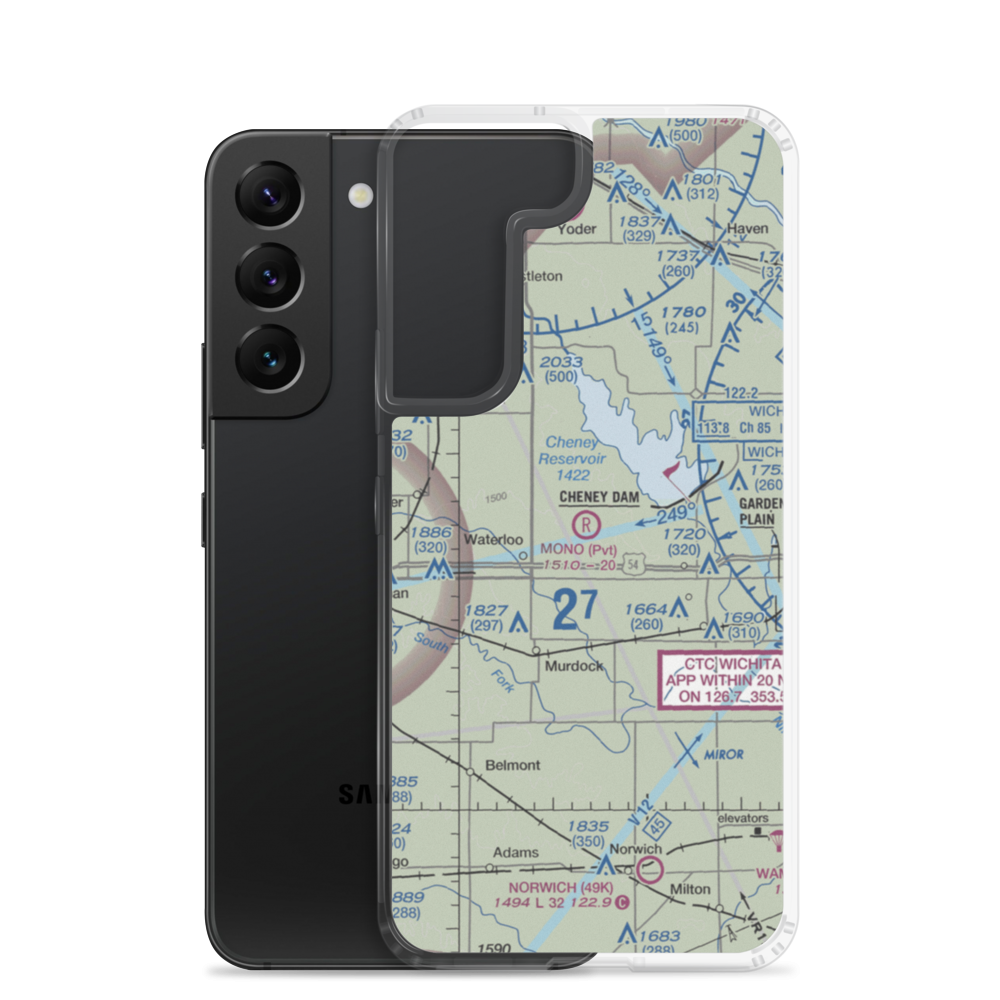 Mono Aircraft Airport (0KS7) VFR Sectional Samsung Case Samsung Galaxy S22 model shown