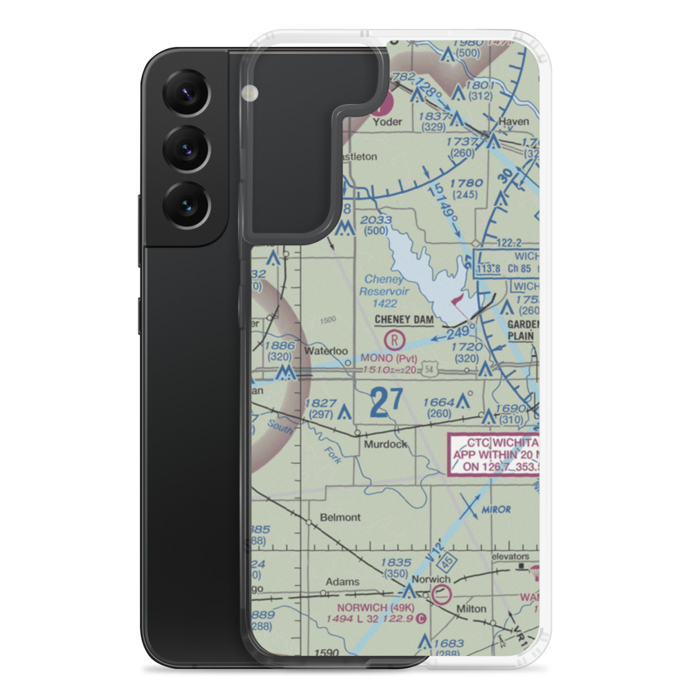 Mono Aircraft Airport (0KS7) VFR Sectional Samsung Case Samsung Galaxy S22 Plus model shown