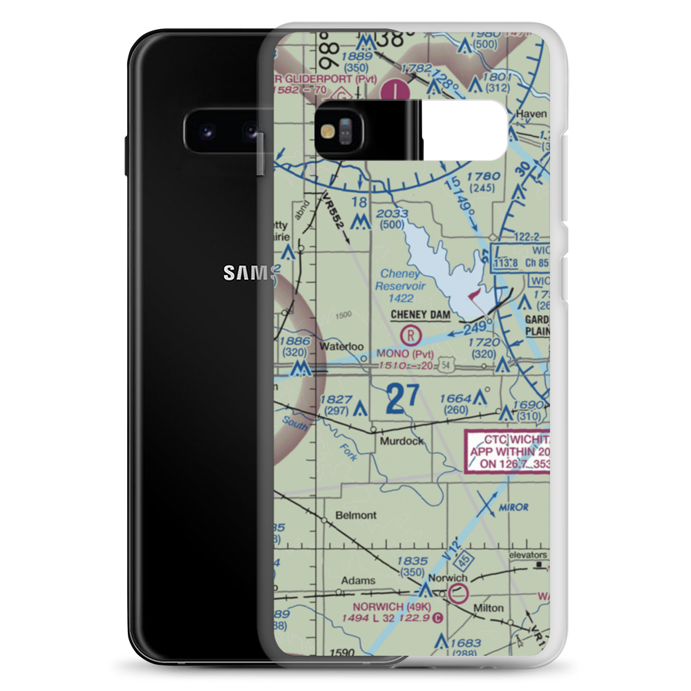 Mono Aircraft Airport (0KS7) VFR Sectional Samsung Case Samsung Galaxy S10+ model shown