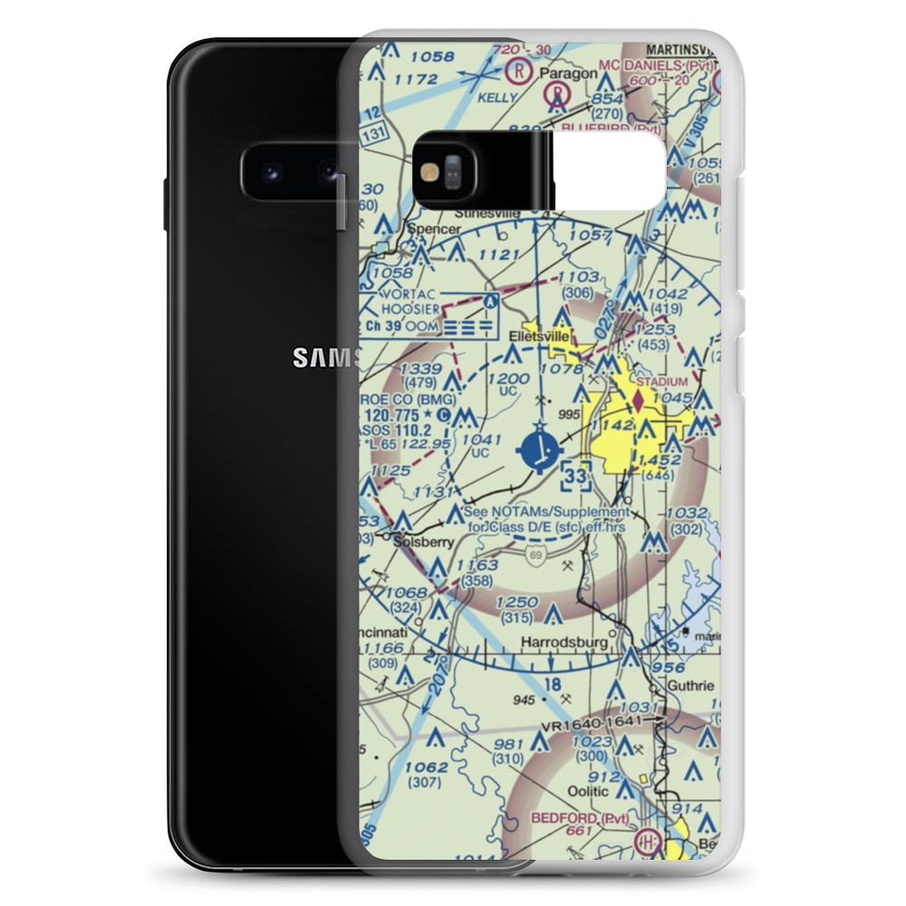 Monroe County Airport (BMG) VFR Sectional Samsung Case Samsung Galaxy S10+ model shown