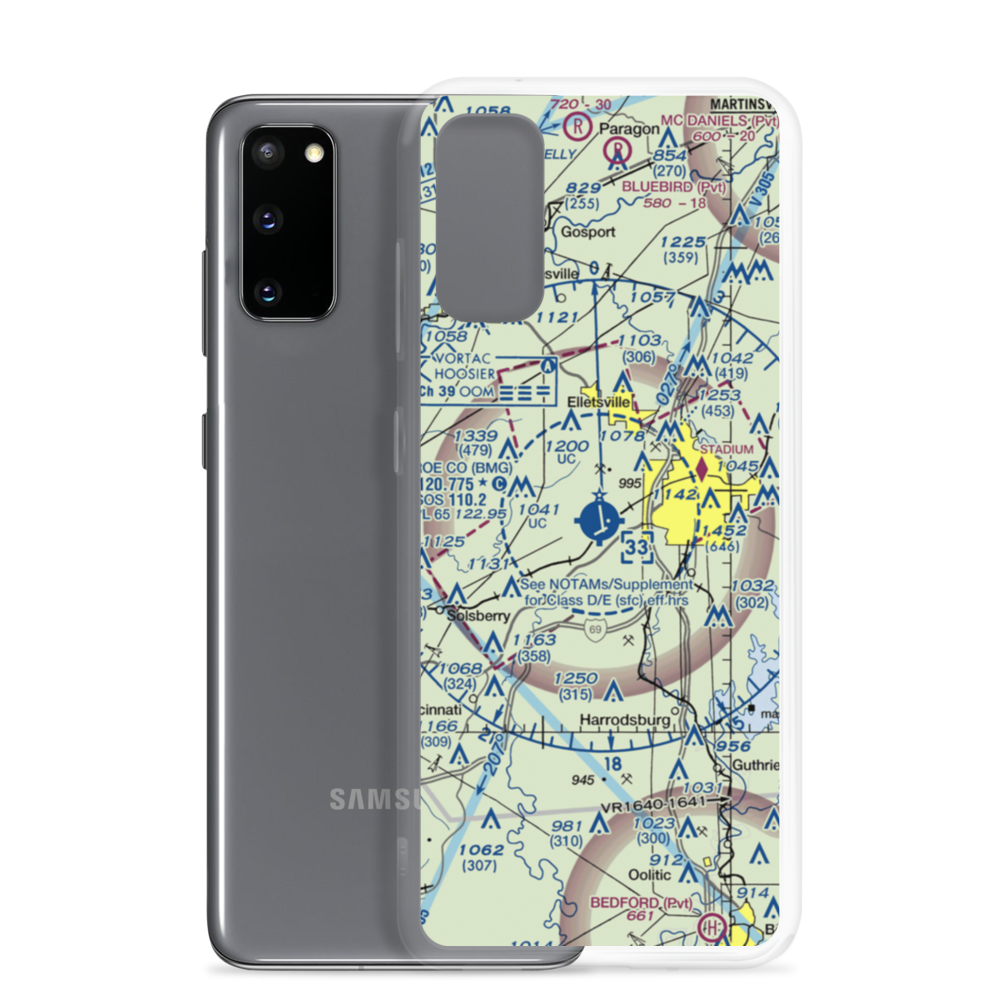 Monroe County Airport (BMG) VFR Sectional Samsung Case Samsung Galaxy S20 model shown
