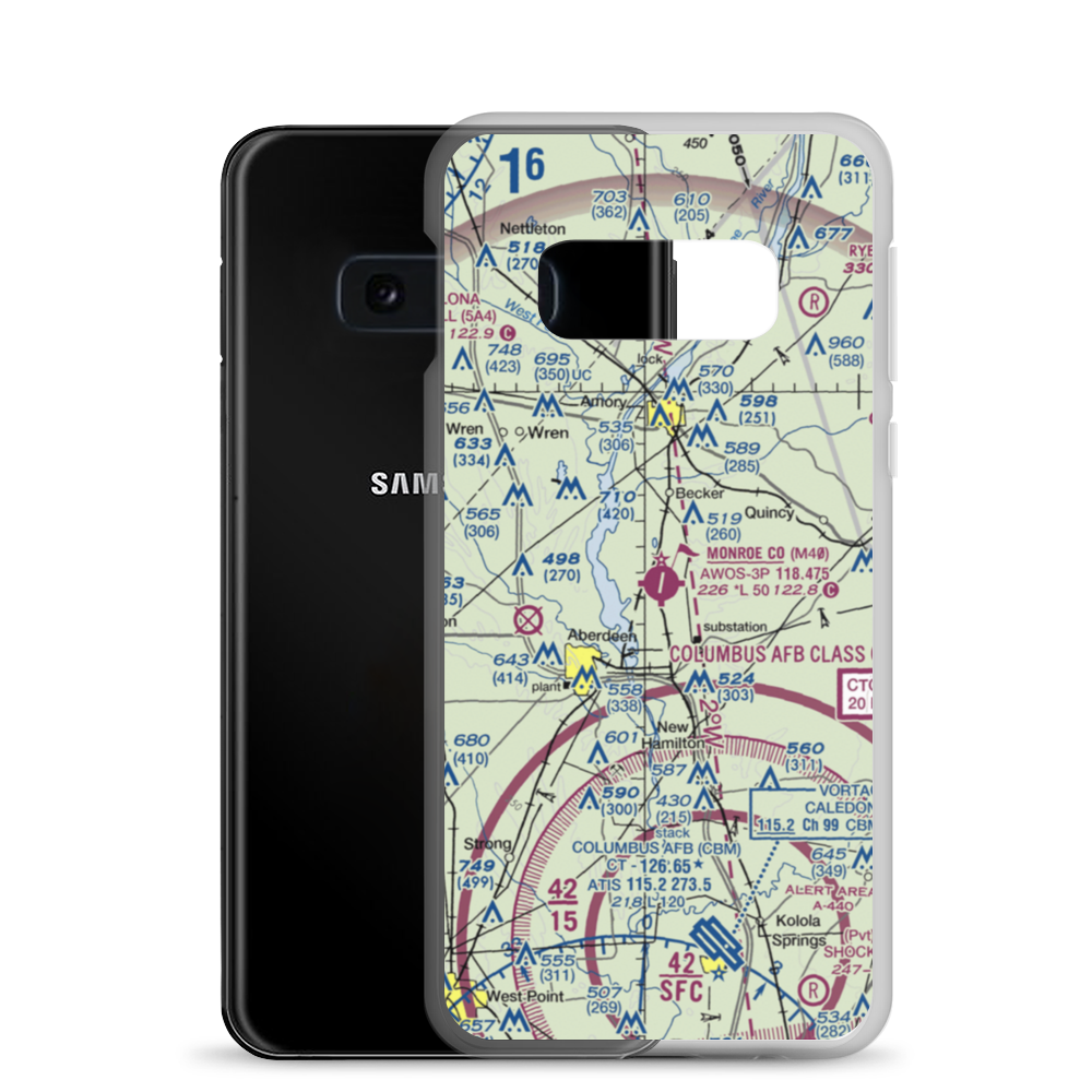 Monroe County Airport (M40) VFR Sectional Samsung Case Samsung Galaxy S10e model shown