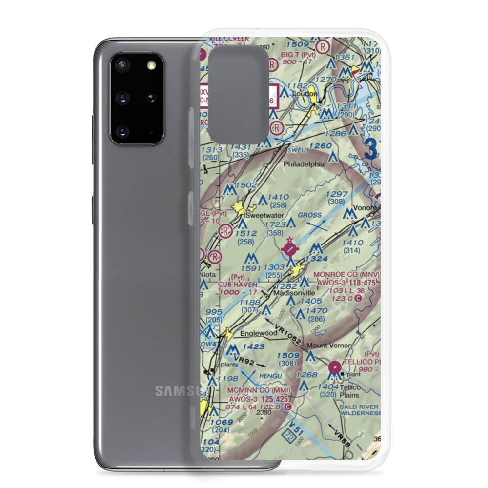 Monroe County Airport (MNV) VFR Sectional Samsung Case Samsung Galaxy S20 Plus model shown