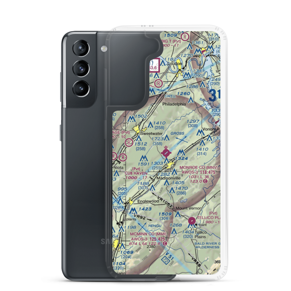 Monroe County Airport (MNV) VFR Sectional Samsung Case Samsung Galaxy S21 model shown