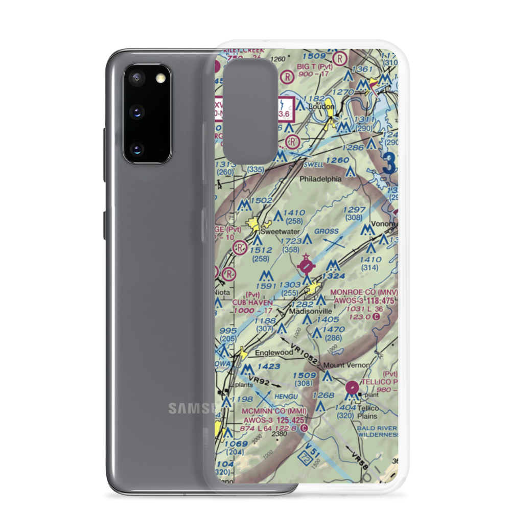 Monroe County Airport (MNV) VFR Sectional Samsung Case Samsung Galaxy S20 model shown