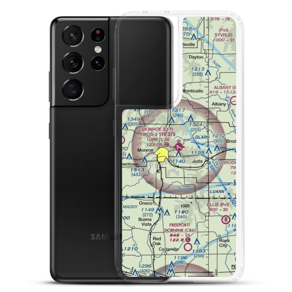Monroe Municipal Airport (EFT) VFR Sectional Samsung Case Samsung Galaxy S21 Ultra model shown
