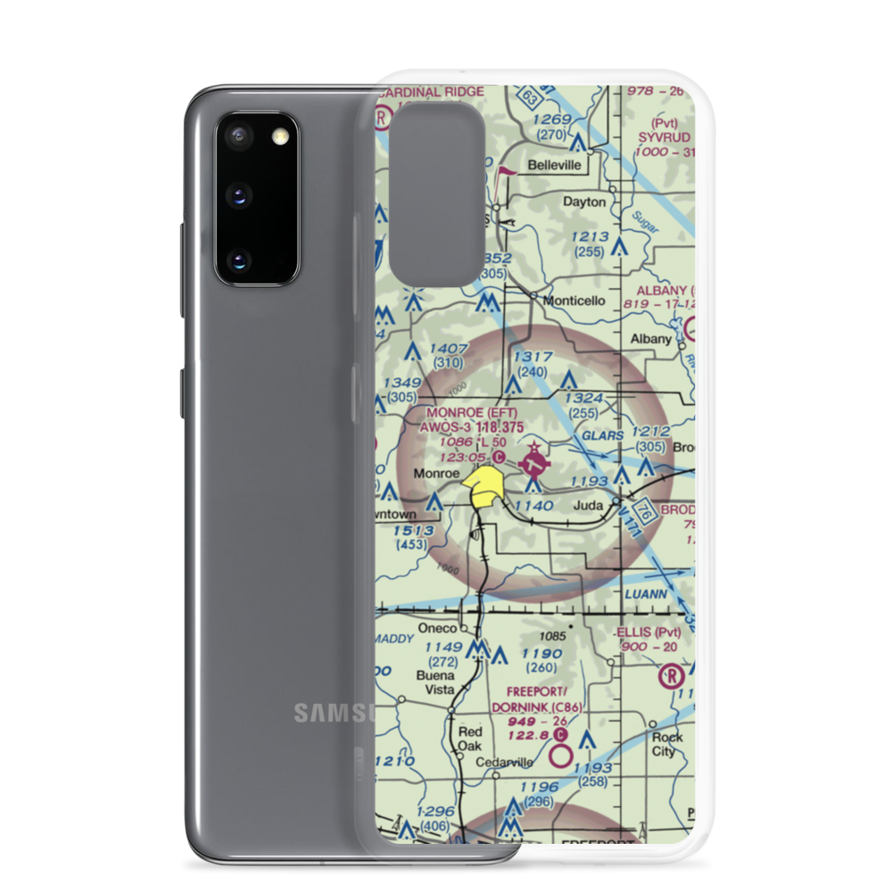 Monroe Municipal Airport (EFT) VFR Sectional Samsung Case Samsung Galaxy S20 model shown