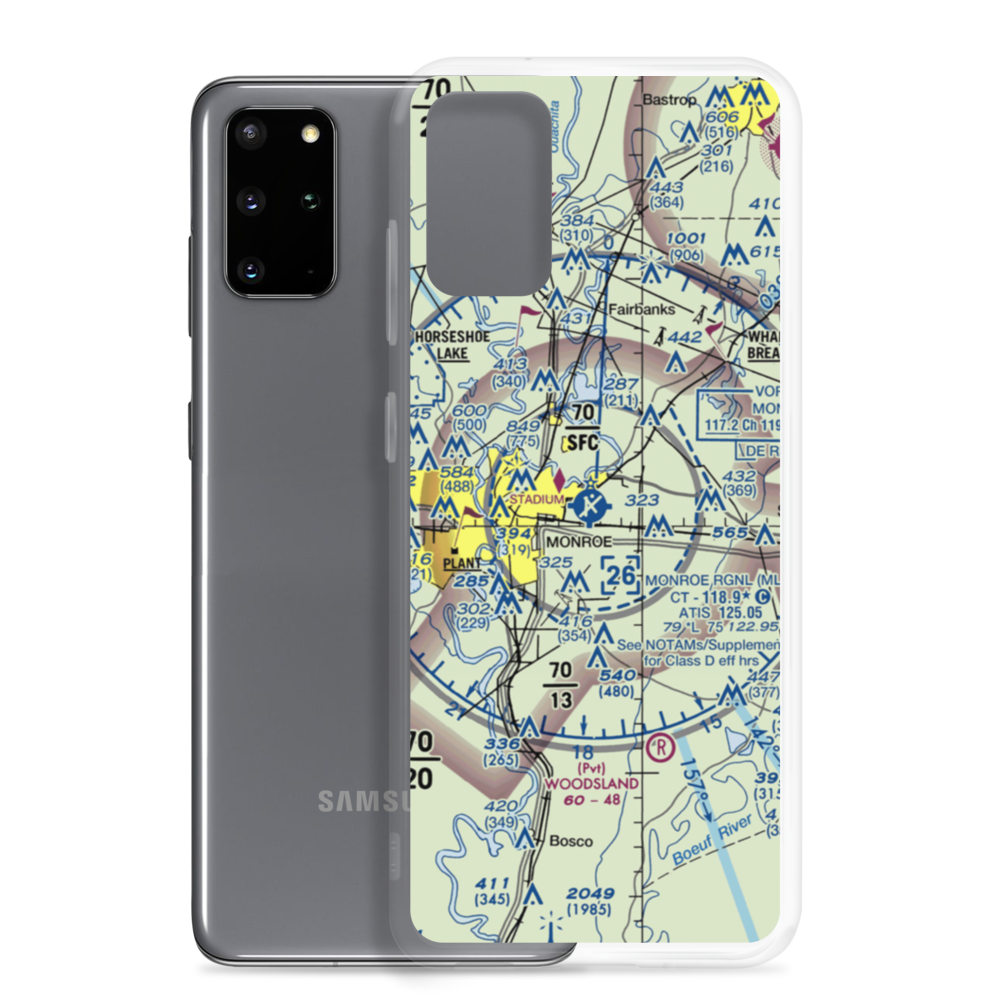 Monroe Regional Airport (MLU) VFR Sectional Samsung Case Samsung Galaxy S20 Plus model shown