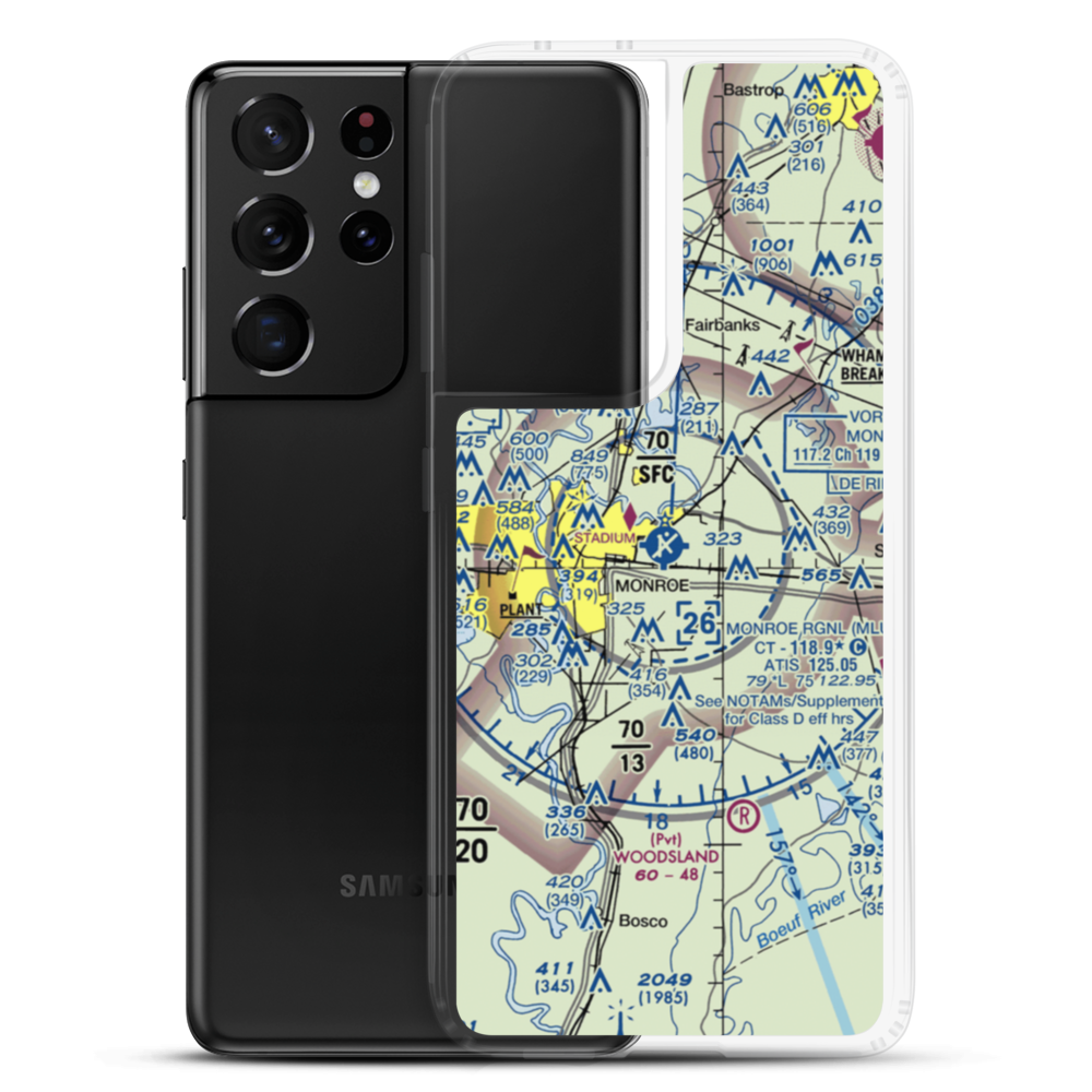 Monroe Regional Airport (MLU) VFR Sectional Samsung Case Samsung Galaxy S21 Ultra model shown