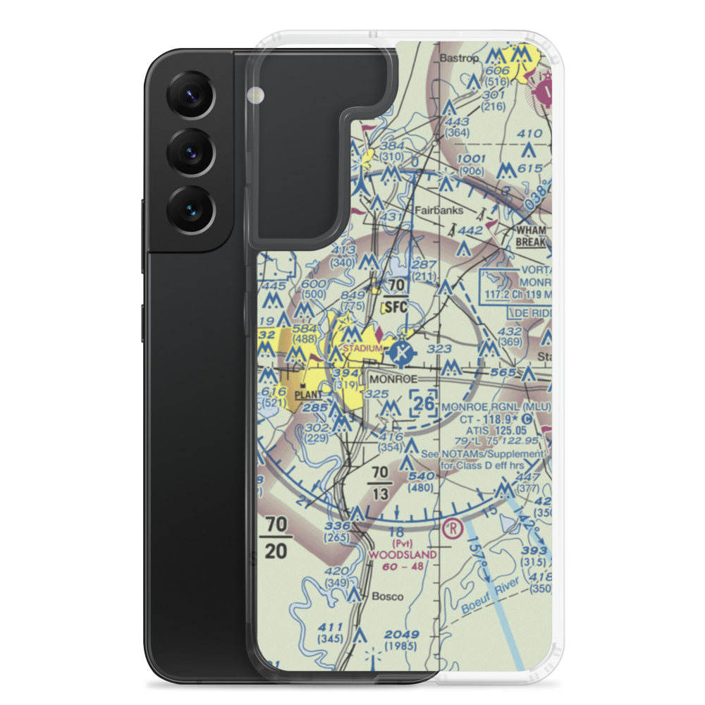 Monroe Regional Airport (MLU) VFR Sectional Samsung Case Samsung Galaxy S22 Plus model shown