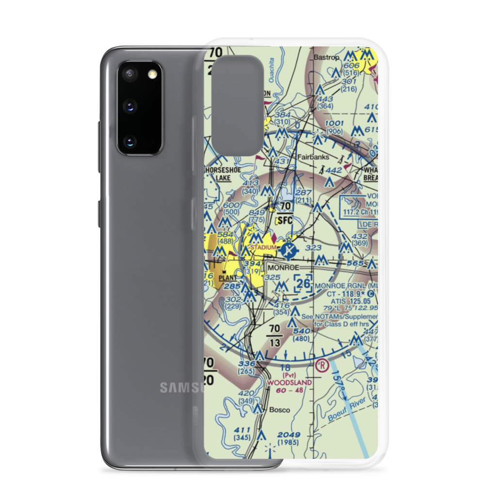 Monroe Regional Airport (MLU) VFR Sectional Samsung Case Samsung Galaxy S20 model shown