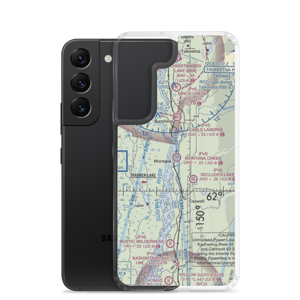 Montana Creek Airport (21AK) VFR Sectional Samsung Case Samsung Galaxy S22 model shown
