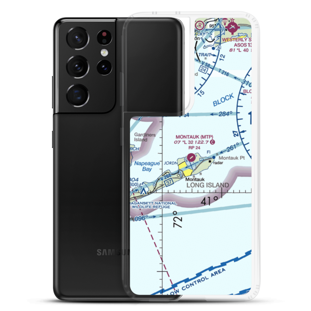 Montauk Airport (MTP) VFR Sectional Samsung Case Samsung Galaxy S21 Ultra model shown