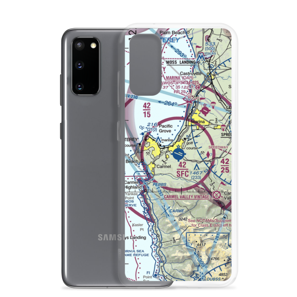 Monterey Peninsula Airport (MRY) VFR Sectional Samsung Case Samsung Galaxy S20 model shown