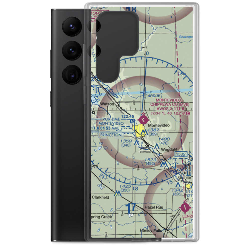 Montevideo Chippewa County Airport (MVE) VFR Sectional Samsung Case Samsung Galaxy S22 Ultra model shown