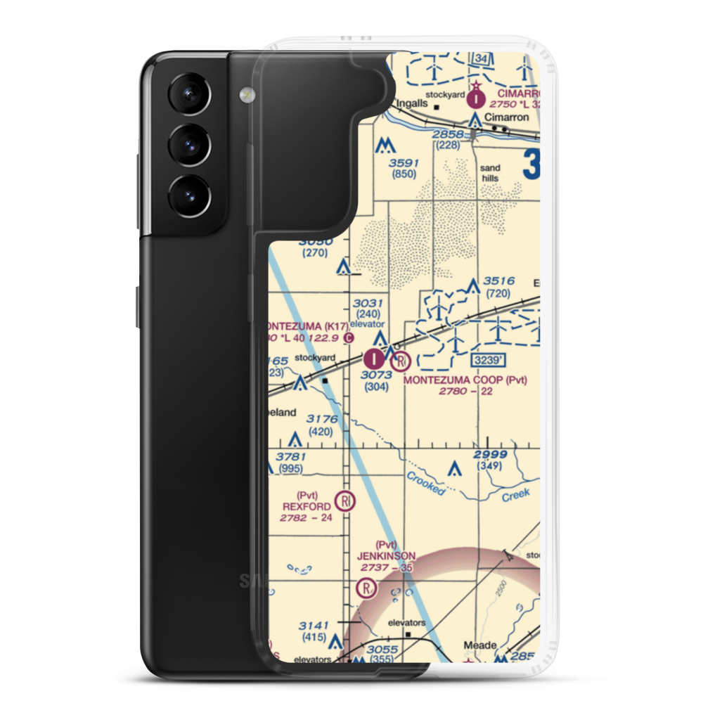 Montezuma Coop Airport (67KS) VFR Sectional Samsung Case Samsung Galaxy S21 Plus model shown