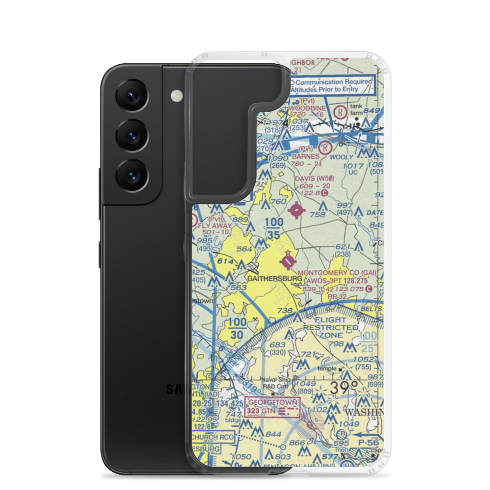 Montgomery County Airpark (GAI) VFR Sectional Samsung Case Samsung Galaxy S22 model shown