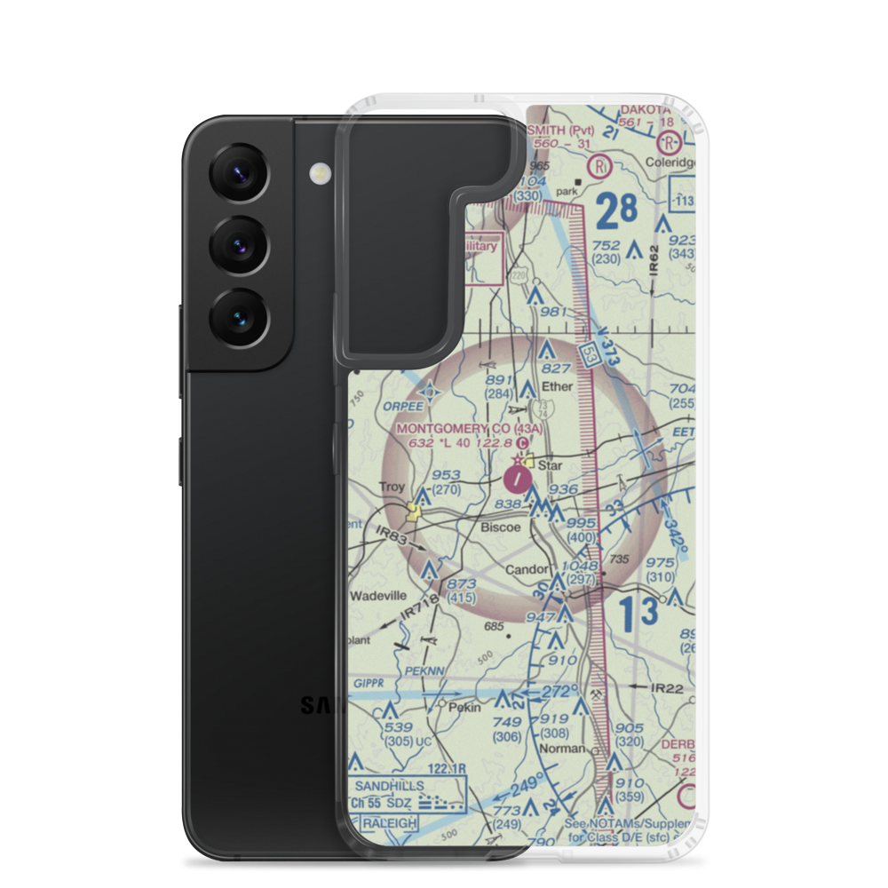 Montgomery County Airport (43A) VFR Sectional Samsung Case Samsung Galaxy S22 model shown