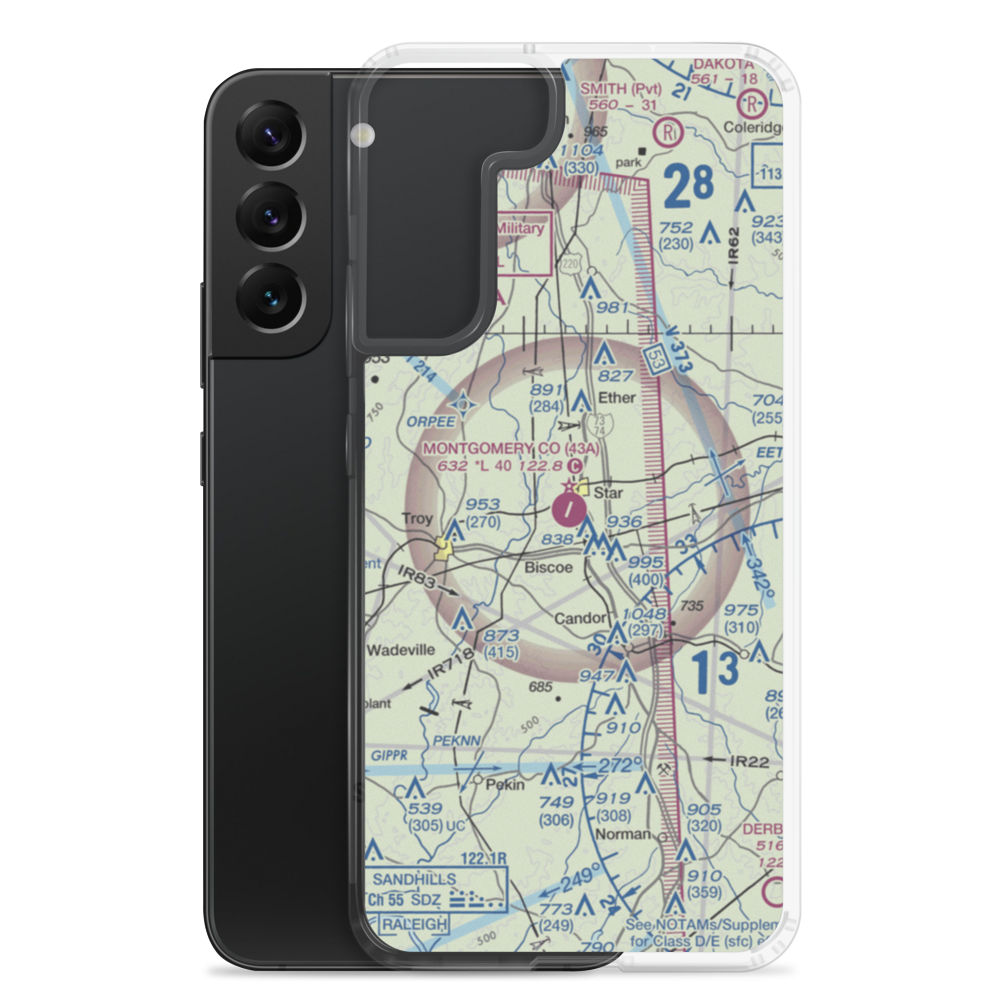 Montgomery County Airport (43A) VFR Sectional Samsung Case Samsung Galaxy S22 Plus model shown