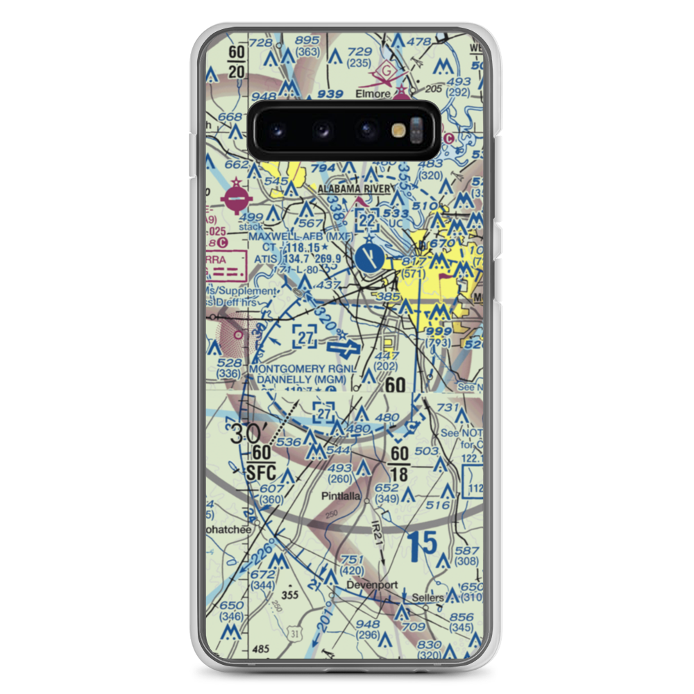 Montgomery Regional (Dannelly Field) Airport (MGM) VFR Sectional Samsung Case Samsung Galaxy S10+ model shown