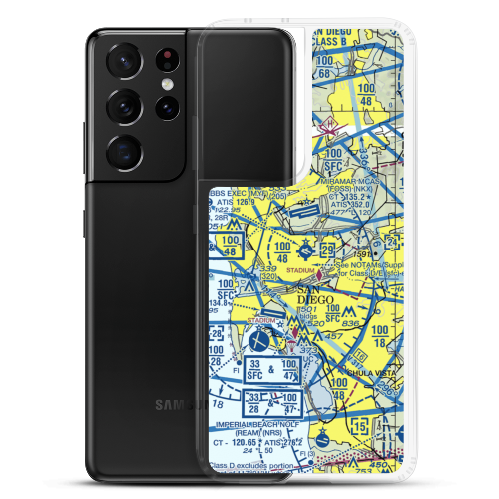 Montgomery-Gibbs Executive Airport (MYF) VFR Sectional Samsung Case Samsung Galaxy S21 Ultra model shown