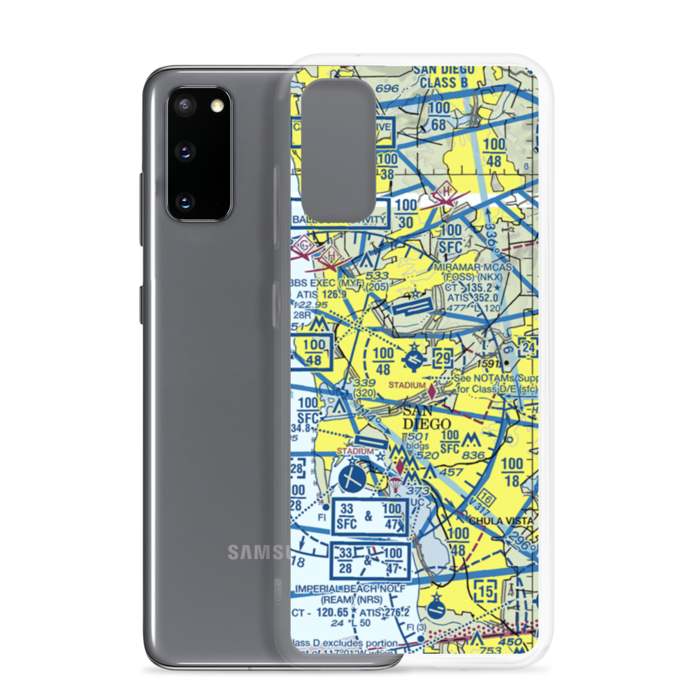 Montgomery-Gibbs Executive Airport (MYF) VFR Sectional Samsung Case Samsung Galaxy S20 model shown