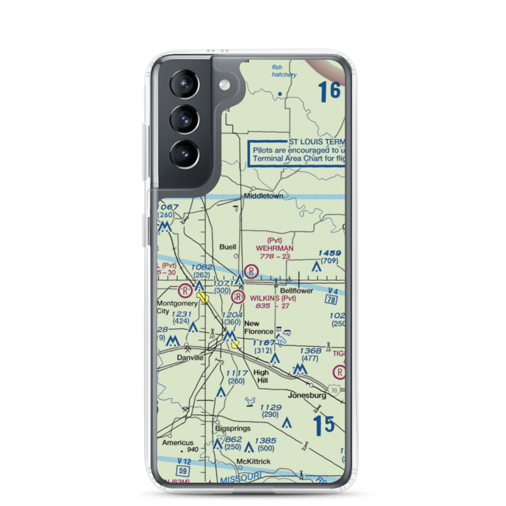 Montgomery-Wehrman Airport (4MO) VFR Sectional Samsung Case Samsung Galaxy S21 model shown
