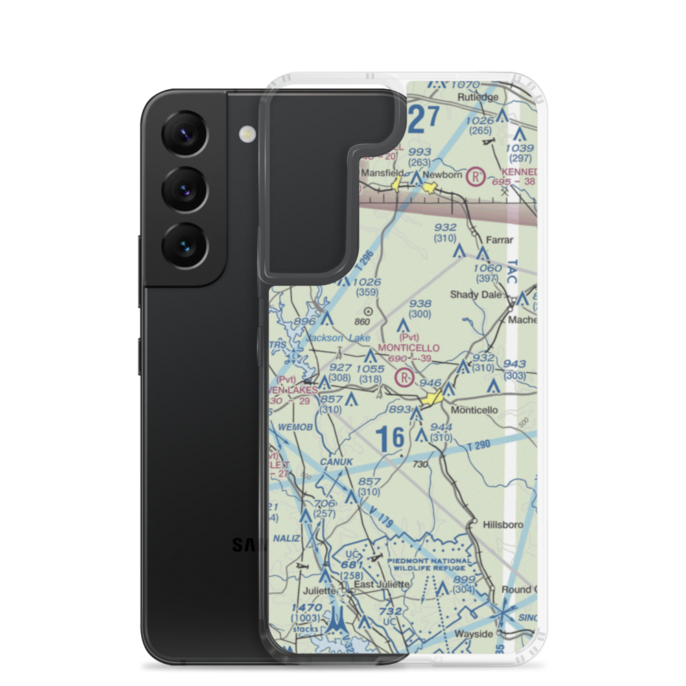 Monticello Sky Ranch Airport (GA06) VFR Sectional Samsung Case Samsung Galaxy S22 model shown