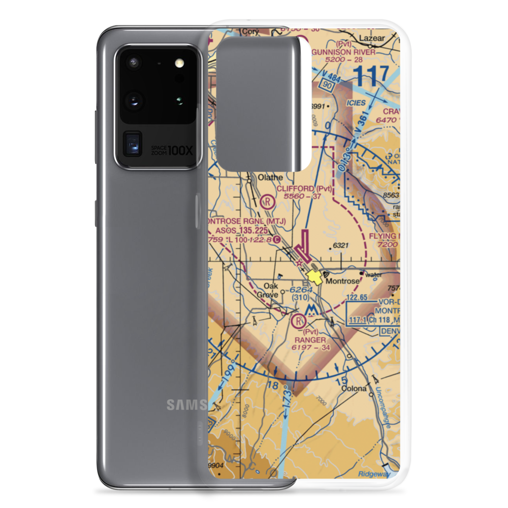 Montrose Regional Airport (MTJ) VFR Sectional Samsung Case Samsung Galaxy S20 Ultra model shown